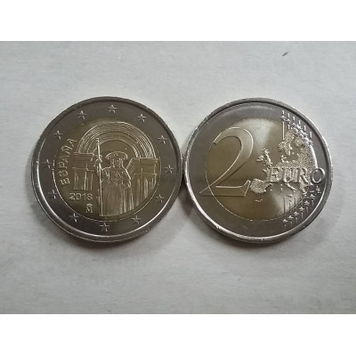 Монета 2 евро 2018 г. Испания. Исторический центр Сантьяго-де-Компостела.